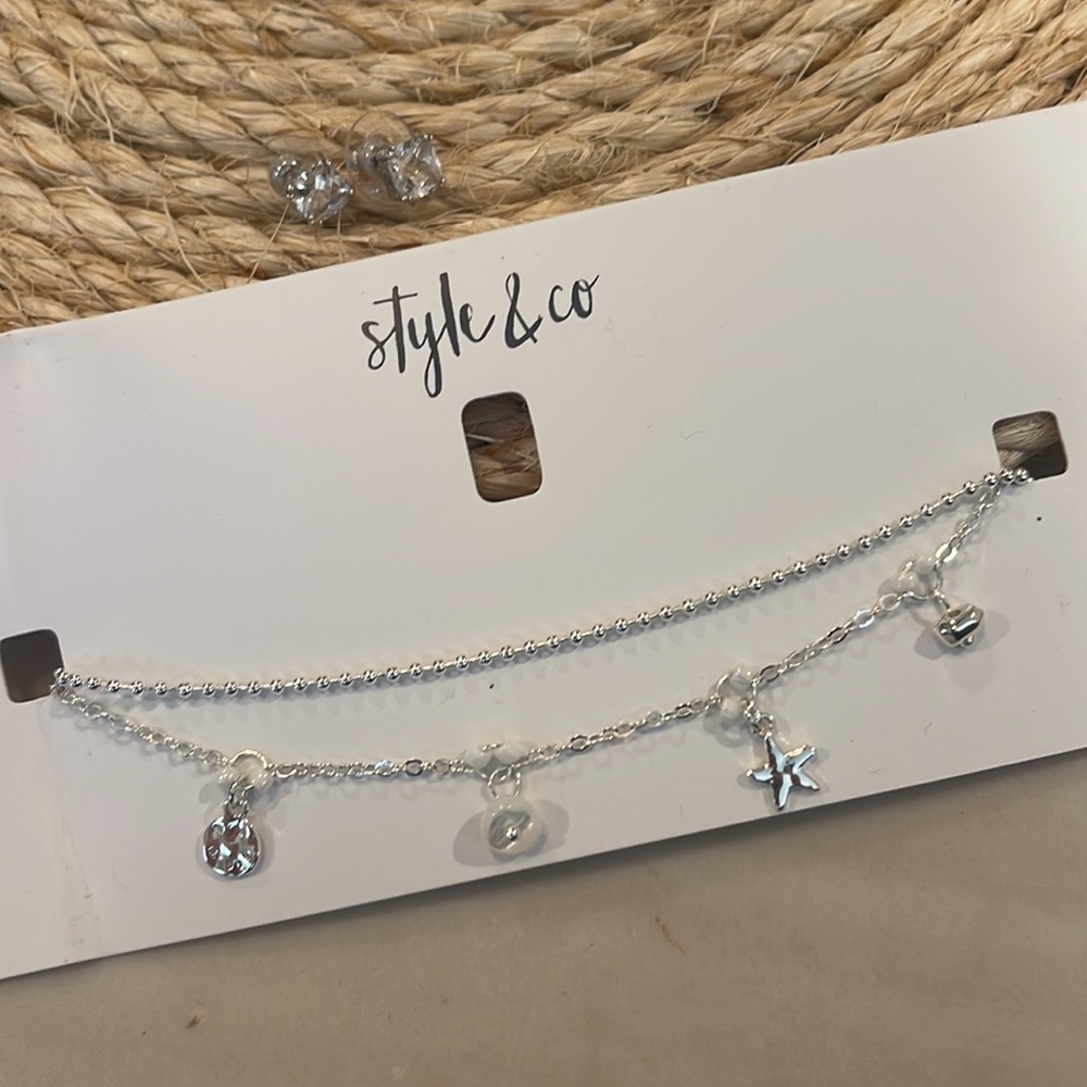 Style & co ankle bracelet and earrings
